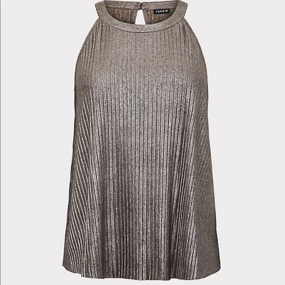 Torrid Pleated Metallic Gold Goddess Tank - Picture 8 of 9